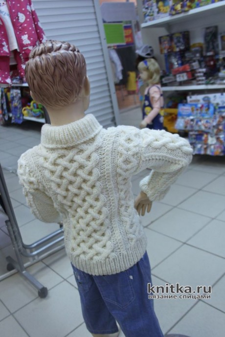 Джемпер для мальчика с аранскими узорами. Работа Светланы Лосевой вязание и схемы вязания