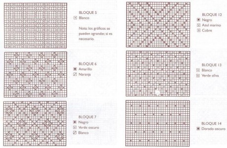 Схема вязания спицами квадратных мотивов
