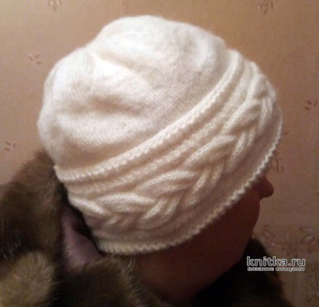 Женская шапочка с отворотом. Работа Ольги вязание и схемы вязания