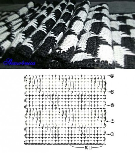 схема вафельного узора для полотенца Можно использовать вот такие узоры для вязания полотенца крючком