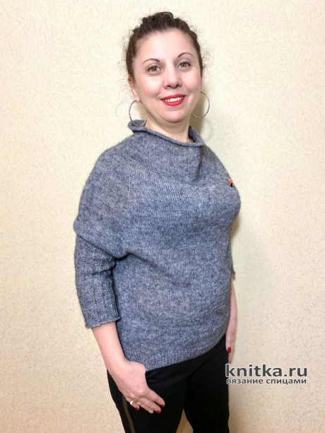 Женский джемпер с удлиненной линией реглана, видео-урок. Вязание спицами.