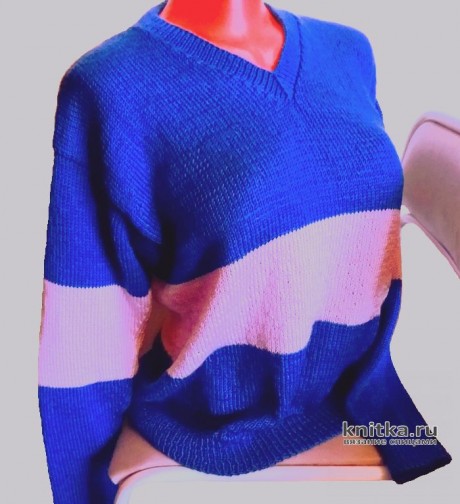 Простой женский пуловер спицами. Работа Сауле Вагаповой вязание и схемы вязания