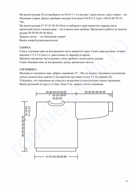 описание и схемы вязания свитера для женщин