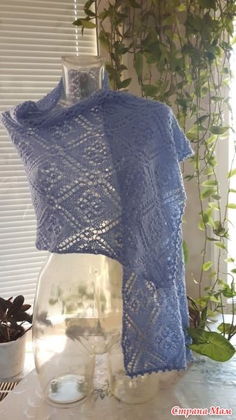 Ажурный шарф спицами из Alize Lanagold