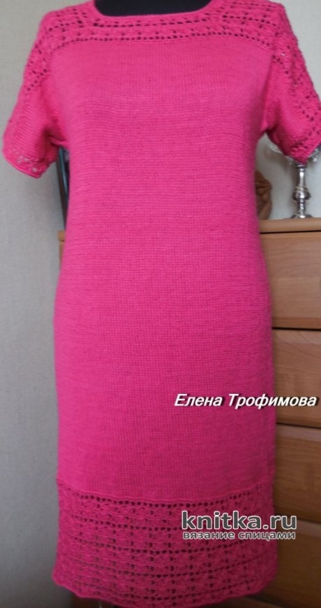 Вязанное спицами платье. Работа Елены Трофимовой вязание и схемы вязания