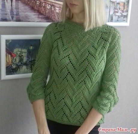 Ажурный пуловер спицами 4