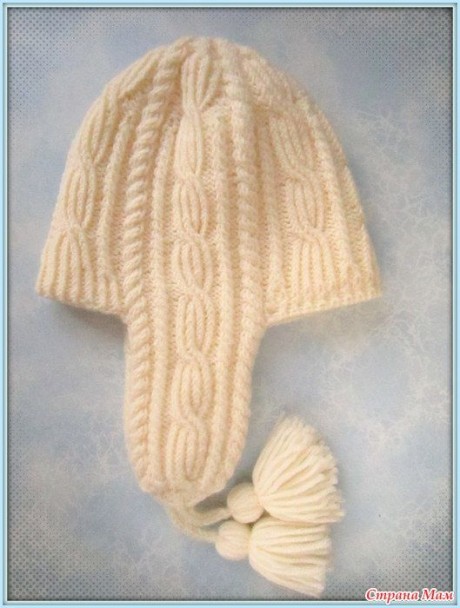 Шикарная зимняя шапка с ушками, вязание спицами 4