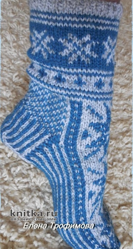 Норвежские носки, вязанные спицами. Работа Елены Трофимовой вязание и схемы вязания