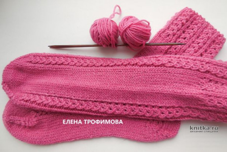 Женские носки, связанные спицами. Работа Елены Трофимовой вязание и схемы вязания