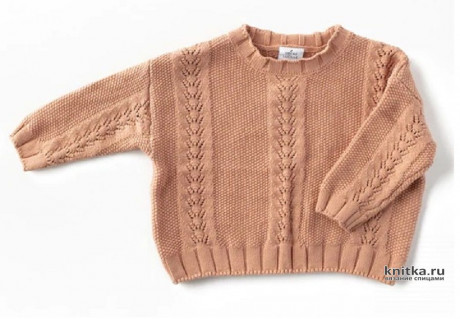 Пуловер оверсайз для девочки 7-8 лет. Работа Виктории вязание и схемы вязания