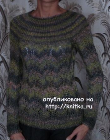 Джемпер спицами – работа Марины Ефименко. Вязание спицами.