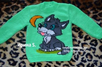 Детский свитер спицами. Работа Ирины Стильник. Вязание спицами.