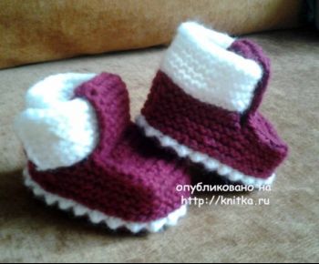 Вязаные спицами пинетки. Работы Риммы. Вязание спицами.