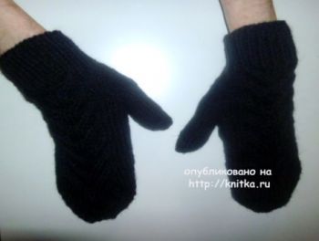 Вязаные спицами варежки. Работа Любови Афанасьевой. Вязание спицами.