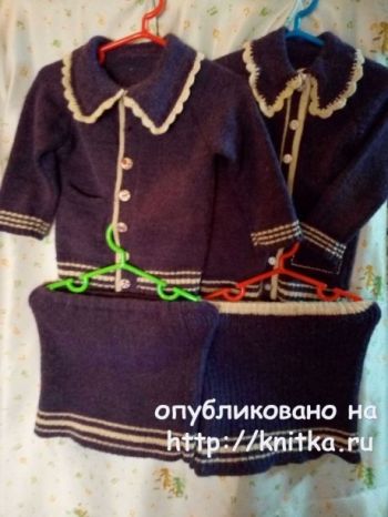 Классический костюм спицами для <em>начинающему</em> девочек на 2 – года. Вязание спицами.