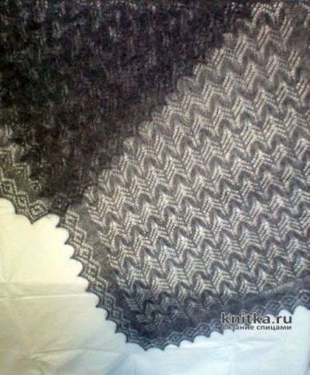 Серый ажурный шарф из козьего пуха. Работа Нины Ивановны