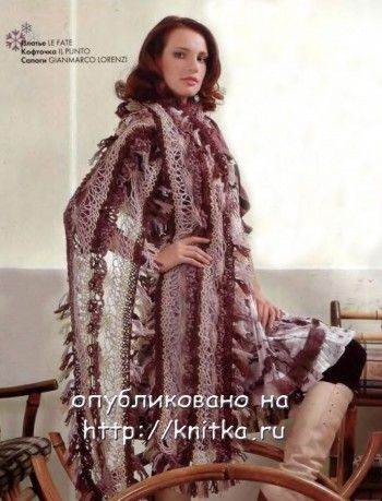 Палантин связанный спицами. Вязание спицами.